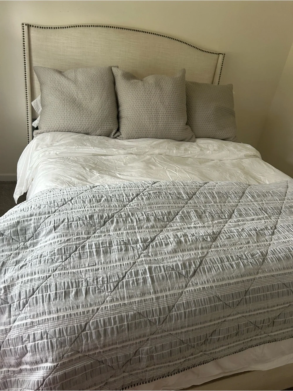 Inup Portugal Neutral Gray Quilted Bedspread blanket only